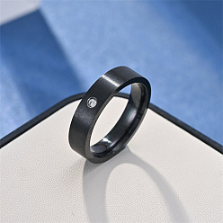 Черный Кольца из нержавеющей стали со стразами, кольцо, чёрные, размер США 7 (17.3 мм)