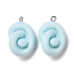 Светло-Голубой Подвески из смолы, с железной фурнитурой, имитация еды, скрученные конфеты, Небесно-голубой, 25x17x13 мм, отверстие : 2 мм