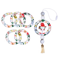 (52) Непрозрачная лаванда 5 шт. кольцо из экологически чистого пищевого силикона фокусные бусины, красочный, 65x9.5 мм, отверстие : 3 мм, внутренний диаметр: 44 мм