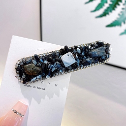 Смешанные камни Заколки для волос с кристаллами из драгоценных камней для женщин и девочек, прямоугольные, 75 мм