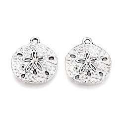 Античное Серебро Сплавочные подвески тибетского стиля, шарм песчаного доллара, без кадмия и без свинца, , античное серебро, 20x18x2 мм, отверстие : 2 мм