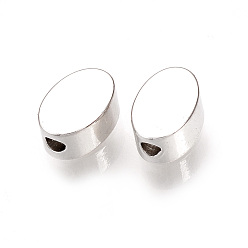 Platin Farbe Messing Perlen, Nickel frei, Echt platiniert, ellipsenförmige, 6x4x3 mm, Bohrung: 1 mm