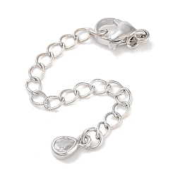 Платина Латунь с удлинителем цепи из циркония, концевые цепи, без кадмия, без никеля и без свинца, слеза, платина, 70 мм