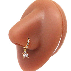 Квадрат 316l Хирургическое кольцо для носа из нержавеющей стали с кубическим цирконием и подвесками, золотые, квадратный, 80 мм