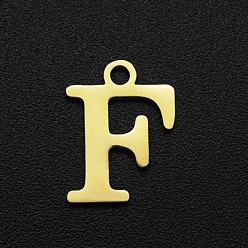 Letter F 201 прелести нержавеющей стали, лазерная резка, буквы, золотые, буква f, 12x9x1 мм, отверстие : 1.5 мм