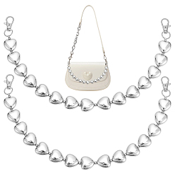 Платина Ccb пластиковое сердце из бисера кошелек декоративные цепочки, принадлежности для сумок, платина, 370 мм