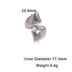 Stainless Steel Color Irregular 304 Stainless Steel Open Cuff Rings, Stainless Steel Color, Inner Diameter: 17.4mm