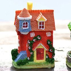 Оранжево-Красный Миниатюрный мини-домик из смолы, домашние микро ландшафтные украшения, Аксессуары для сказочного сада для кукольного домика, притворяющиеся декорациями реквизита, оранжево-красный, 75x95 мм