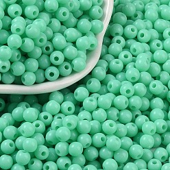 Светло-зеленый Коричневый Непрозрачные акриловые бусины, круглые, средний аквамарин, 5x4 мм, отверстие : 1.6 мм, Около 12500 шт / 500 г