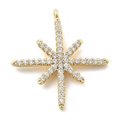 Настоящее золото 18K Латунные микро проложить кубического циркония подвески, звезда, без свинца и без кадмия, долговечный, реальный 18 k позолоченный, 26x23.5x2.5 мм, отверстие : 1.2 мм