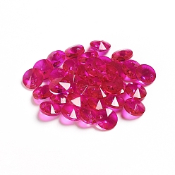 Deep Pink Glass Charms, Faceted, Cone, Deep Pink, 8x4mm, Hole: 1~1.2mm