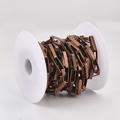 Red Copper Unwelded Iron Paperclip Chains, Flat Oval, Drawn Elongated Cable Chains, with Spool, Red Copper, 19x7x4mm, about 32.8 Feet(10m)/roll