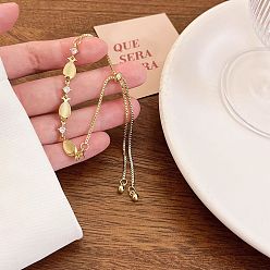 Золотой Латунные браслеты-слайдеры с цепочкой-коробкой, браслеты со стразами и кошачьим глазом для женщин, рыба, золотые, 5-7/8~11-3/4 дюйм (15~30 см)