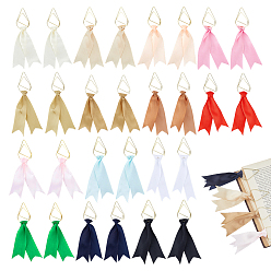 Mixed Color 28Pcs 14 Colors Iron Paper Clips, with Polyester Ribbon, Mixed Color, 140mm, 2pcs/color