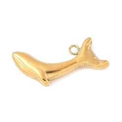 Whale 304 прелести нержавеющей стали, ионное покрытие (ip), реальный 14 k позолоченный, кит, 9.5x19.5x3.5 мм, отверстие : 1.4 мм