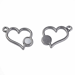 Stainless Steel Color 304 Stainless Steel Pendants, with White Shell, Heart, Stainless Steel Color, 15x17x2mm, Hole: 1.6mm