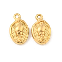 Настоящее золото 18K Ионное покрытие (ip) 304 подвески из нержавеющей стали, овал с подвесками-ракушками, реальный 18 k позолоченный, 16.5x9.5x4 мм, отверстие : 1.4 мм