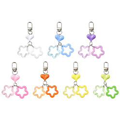 (52) Непрозрачная лаванда 7 шт. 7 Цветные подвесные украшения из смолы в форме звезды и сердца, подвески-застежки с поворотным механизмом из сплава, напечатанные распылением, для украшений сумок, разноцветные, 95 мм, 1 шт / цвет