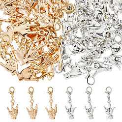 (52) Непрозрачная лаванда 48шт 2 цвета сплав подвески украшения, жест, Сплав с застежками когтя омара, разноцветные, 34~35 мм, 24 шт / цвет