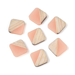 Темный Лосось Кабошоны из смолы и ореха, квадратный, темный лосось, 13.5x13.5x3 мм