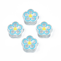 Темно-Голубой Прозрачные акриловые бусины, с эмалью, цветок, глубокое синее небо, 19x19x7 мм, отверстие : 3 мм