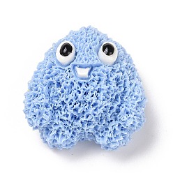 Васильковый Мультяшные непрозрачные кабошоны из смолы, форма монстра, васильковый, 22x21x10.5 мм