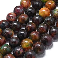 Кокосово-Коричневый Натуральный Malaysia нефритовые бусы пряди, окрашенная и подогревом, круглые, красочный, 14 мм, отверстие : 1.5 мм, около 27 шт / нитка, 14.96 дюйм (38 см)