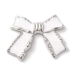 Белый Кабошоны из сплава для покрытия стойки, с эмалью, бантом, платина, белые, 26x34x3.5 мм