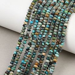 Бирюза из Хубэя Хубэй природных бирюзовый бисер нитей, граненые, рондель, 4.5x2~2.5 мм, отверстие : 0.6 мм, около 159 шт / нитка, 15.16'' (38.5 см)