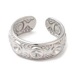 Нержавеющая Сталь Цвет Не тускнеет 304 открытые манжетные кольца из нержавеющей стали, круглый рифленый, цвет нержавеющей стали, размер США 7 (17.3 мм)