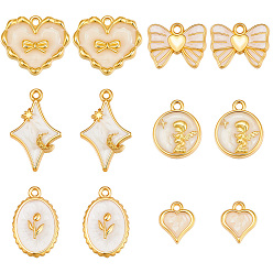 Золотой 36 шт 6 стили подвески из сплава эмали, золотые, 12.5~24x10.5~20x2~3 мм, отверстие : 1.5~1.6 мм, 6 шт / стиль
