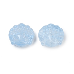 Светлый Стально-синий Прозрачные стеклянные бусины, Пекинская опера маски, спекающийся лак, светло-стальной синий, 17x18x8 мм, отверстие : 1.2 мм