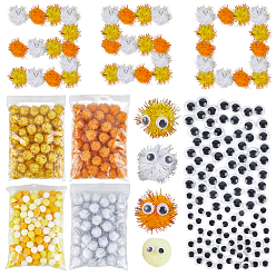 Желтый Сделай сам 450шт 4 стили кукольные глаза изготовление аксессуаров наборы, в том числе полукруглые пластиковые кабошоны для поделок, с помпонами для кукольного ремесла, пряжей и шариками-помпонами, желтые, 6~8x3 мм