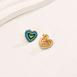 Синий Серьги-гвоздики в форме сердца из нержавеющей стали, реальный 18 k позолоченный, синие, 10 мм