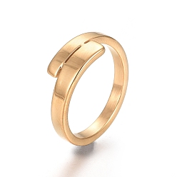 Golden Unisex-Ionenbeschichtung (IP) 304 Edelstahl-Fingerringe, golden, 2.5x1.5 mm, Innendurchmesser: 16 mm
