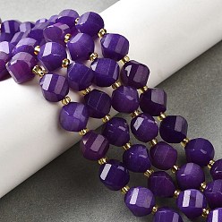 Индиго Нити бусин из натурального кварца окрашенные, граненые, с бисером, твист, индиговые, 10x9~10x9~10 мм, отверстие : 1 мм, около 33~34 шт / нитка, 15.04''~15.35'' (38.2~39 см)