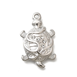 Нержавеющая Сталь Цвет 304 подвески из нержавеющей стали, со стразами, черепаха, цвет нержавеющей стали, 27.5x17x4.5 мм, отверстие : 1.5 мм