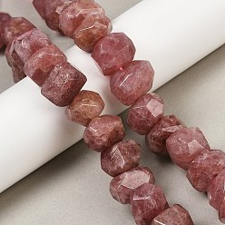 Клубничный Кварц Природного кварца клубники нитей бисера, граненые, самородки, 12~13x16~19x12~14 мм, отверстие : 0.9 мм, около 29~31 шт / нитка, 14.37~15.28'' (36.5~38.8 см)