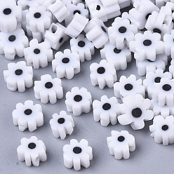 Black Glass Beads, Flower, Black, 4~6.5x2.5~3mm, Hole: 1mm