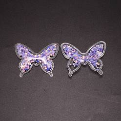 Mauve Resin Costume Accessories, with Plastic Sequins/Paillette Inside, Butterfly, Mauve, 44x54.5x5.5mm