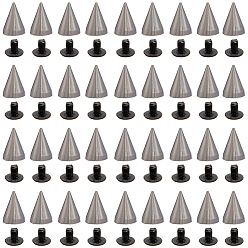 Черный Цвет Металла 100 шт. заклепки из сплава, конус, металлический черный , 9.5x6.5 мм