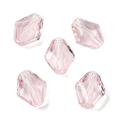 Pink Прозрачные стеклянные шарики k 9, стекло имитация австрийских хрустальных бусин, двухконусные, граненые, розовые, 9.5x8.3x4.5 мм, отверстие : 1.2 мм