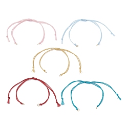 (52) Непрозрачная лаванда Изготовление плетеного браслета из полиэфирного шнура, с открытыми пружинными кольцами из нержавеющей стали 304, для подвесок-соединителей, золотые, разноцветные, 5-7/8 дюйм (14.9 см)