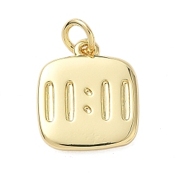 Настоящее золото 18K Латунные подвески, квадрат с 11:11 шармом, стойки покрытие, долговечный, без свинца и без кадмия, реальный 18 k позолоченный, 15.5x13.5x2 мм