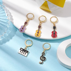 Mixed Color Musical Theme Alloy Enamel Pendant Decorations, Mixed Shapes, Mixed Color, 29~39mm