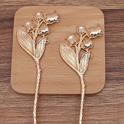 Rose Gold Ancient Style Alloy Hair Stick Finding, for DIY Jewelry Accessories, Flower, Rose Gold, 175x49mm, 10pcs/set