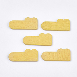 Gold Painted Poplar Wood Cabochons, Crocodile/Alligator, Gold, 13.5x30x1.5mm
