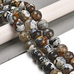 Сэнди Коричневый Природные пожары треск агат бисер нитей, окрашенная и подогревом, круглые, граненые, песчаный коричневый, 13.5~14 мм, отверстие : 1.4 мм, около 28~29 шт / нитка, 15.16 дюйм (38.5 см)