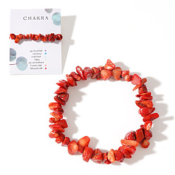 Синтетический Коралл Браслеты из синтетической коралловой крошки с эластичными бусинами для женщин и мужчин, с открытки, 6.89 дюйм (17.5 см)