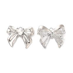 Платина Стеклянные подвески из сплава с покрытием стойки, без кадмия и без свинца, бантом прелести, платина, 20.5x24x6 мм, отверстие : 1.6 мм